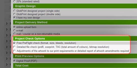 Help: project check options